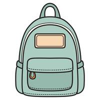 A drawing of a school blue backpack with a simple and modern design. vector