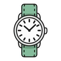A drawing of a flat icon representing a handwatch, featuring a sleek and modern design. vector