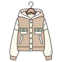 A drawing of a modern light jacket with a sleek and stylish design. vector