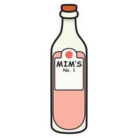 A drawing of a glass pink bottle, elegantly designed with a smooth, reflective surface. vector