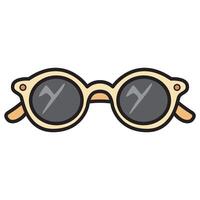 A drawing of stylish round sunglasses, featuring a trendy and fashionable design with circular lenses and a sleek frame. vector