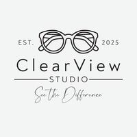 Modern Logo Design for Optic Studio. Minimalist Branding with Line Art Glasses Icon vector