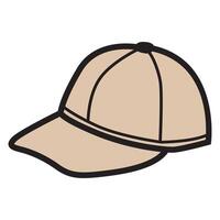 A drawing of a stylish beige cap with a simple and modern design. vector