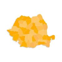 Romania map with border highlighted regions, states, isolated on white background. Template map of Romania. Detailed illustration. vector