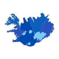 Iceland map with border highlighted regions, states, isolated on white background. Template map of Iceland. Detailed illustration. vector