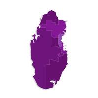 Qatar map with border highlighted regions, states, isolated on white background. Template map of Qatar. Detailed illustration. vector