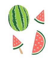Set bundle of hand drawn doodle sketch watermelon isolated on white background vector