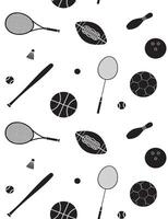 Seamless pattern of flat outline sport equipment isolated on white background vector