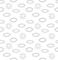 Seamless pattern of hand drawn doodle sketch clouds and sun isolated on white background vector