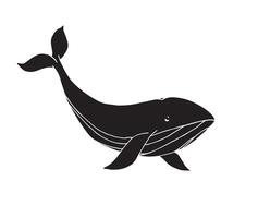 Hand drawn whale isolated on white background vector