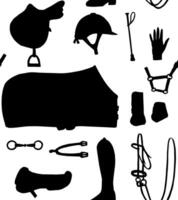 Seamless pattern of hand drawn horse riding equestrian equipment vector