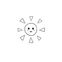 Hand drawn doodle sketch sun with face isolated on white background vector