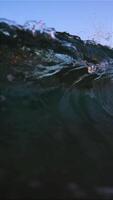 underwater view of the camera exposed to waves video