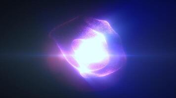 Glowing purple particles creating a floating sphere shape with intense light at its core video