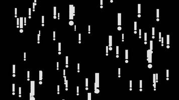 Loop of a Group of Exclamation Marks Flying Towards the Camera on a Transparent Background video