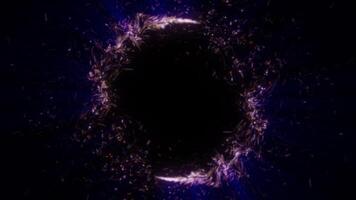 A swirling red vortex of energy and light frame, creating a futuristic and abstract motion effect. A glowing cosmic force in deep space background video