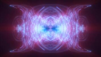 A mirrored abstract pink and blue swirling energy video