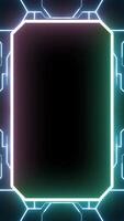 Glowing neon frame futuristic high tech HUD interface hologram overlay on a black background. video
