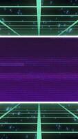 Cyber neon retro style 90s futuristic grid wireframe With Glitch vhs damage effect backdrop. video