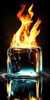 Fiery Ice Cube Abstract Artwork Digital Art photo
