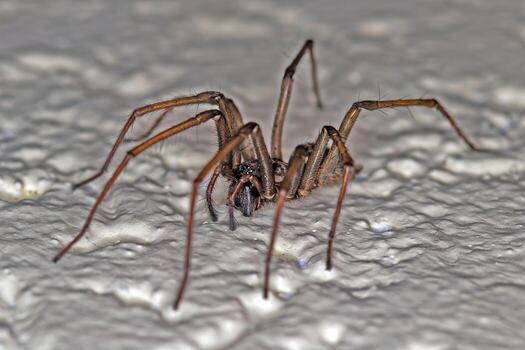 Close up macro of a house spider on textured surface with sharp details d photo
