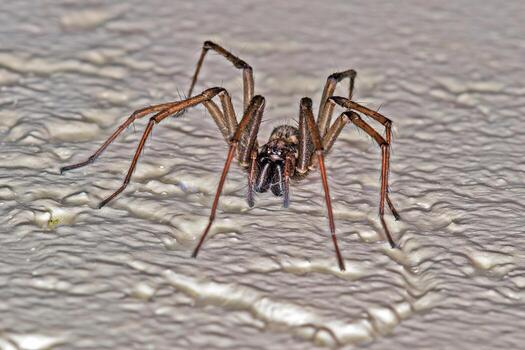 Close up macro of a house spider on textured surface with sharp details b photo
