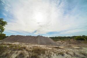 Sand mining in belitung island indonesia photo