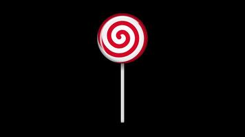 Lollipop on stick animation, Sweet candy animation. Animation for new years day, winter holiday, dessert, new years event. Transparent background with alpha channel video