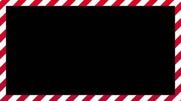 Warning frame animation with red and white diagonal stripes. Red and white border danger sign. Tape frame caution, Transparent background with alpha channel video
