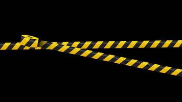 Warning tape and police line animation, Black and yellow line striped animation. Warning danger tape. Transparent background with alpha channel video