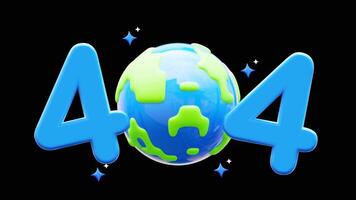 404 Error page animation. Alpha transparent background. 4K animation video