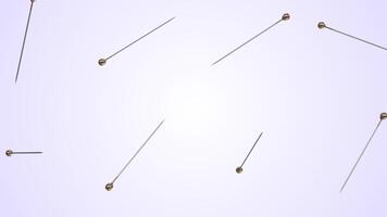 Straight Pins Falling on a Light Background. Stylized Sewing Pins 3D Animation. 4K video