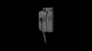 Black Metal Zipper Slider Rotating on a Transparent Background. Seamless Loop. 4K video