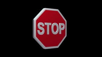 Stop Sign Rotating on a Transparent Background. Seamless Loop. Sign Board. 4K video