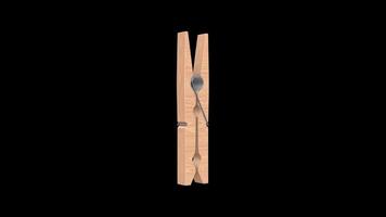 Clothespin Rotating on a Transparent Background. Seamless Loop. Clothes Clips. 4K video