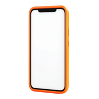 Light orange smartphone displaying blank screen, 3d mockup display empty for digital interface prototype, cutout isolated on a transparent background png