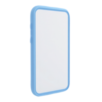 Light blue smartphone displaying blank screen, 3d mockup display empty for digital interface prototype, isolated transparent background png