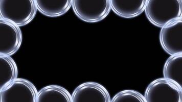 Bubble floating frame animated with alpha channel. Blue sphere border motion graphic on transparent background. Circle, round, soapsuds. video