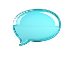 3d Light blue glossy speech bubble floating transparent background, symbolizing communication, message, and online chat png