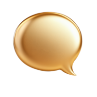 3d Golden speech bubble gleaming, symbolizing communication, sharing insights transparent background png