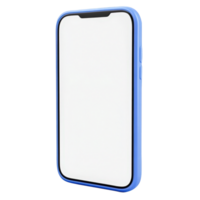 Light blue smartphone displaying blank screen, 3d mockup display empty for digital interface prototype, cutout isolated on a transparent background png