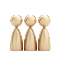 3d icon team user Golden human figurines of social team of tree people standing side by side on transparent surface, representing unity and collaborative spirit of interconnected team png