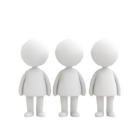 3d icon Three cartoon characters standing together, teamwork, collaboration, and group unity on transparent background png