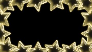 Star bubble floating frame animated with alpha channel. Yellow stars border motion graphic on transparent background. Starry, sparkle, glow. video