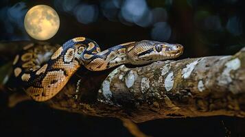 Reticulated Python on a Tree Branch photo