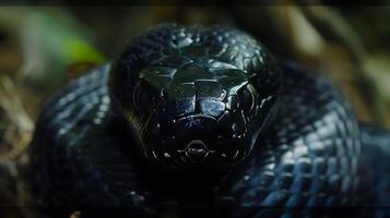 Close up of the Head of a Black Snake photo