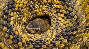 Closeup of a Snake's Head in a Spiral Formation photo