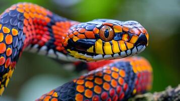 Head of a Red and Yellow Striped Snake photo