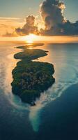 Aerial View of Tropical Island at Sunset photo