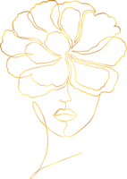 Female face in abstract style with peony flower png
